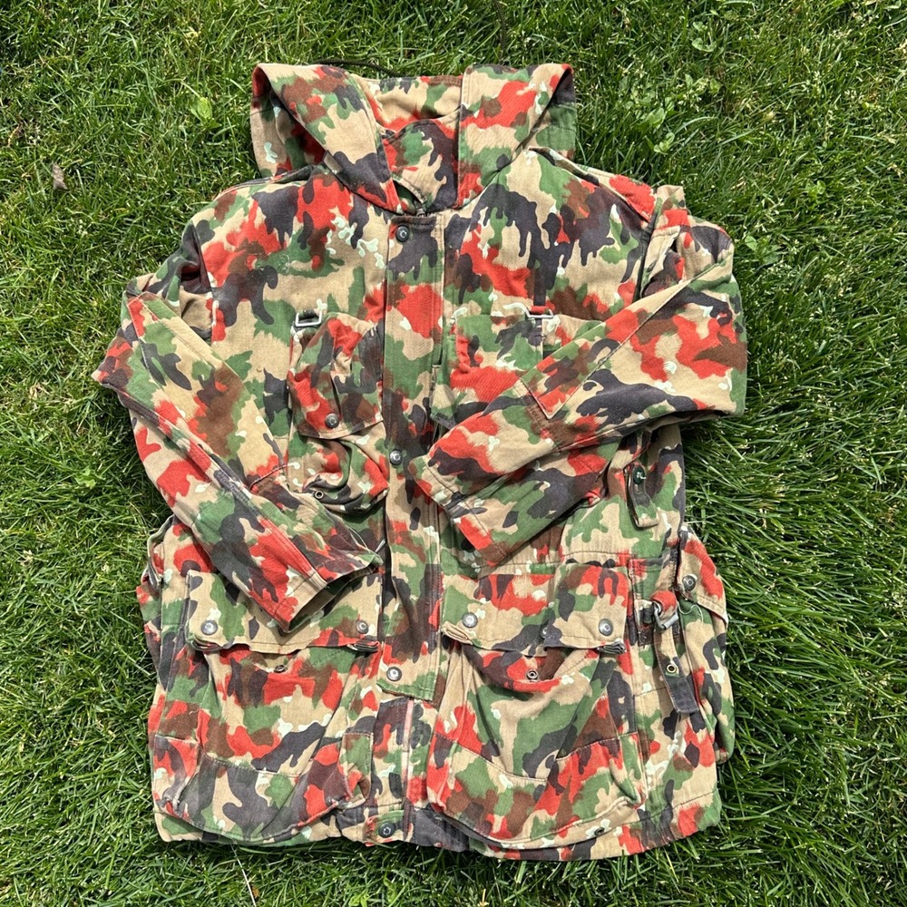 Swiss Military GM-64 Alpenflage Camo Field Jacket Parka Hooded Mens Large XL